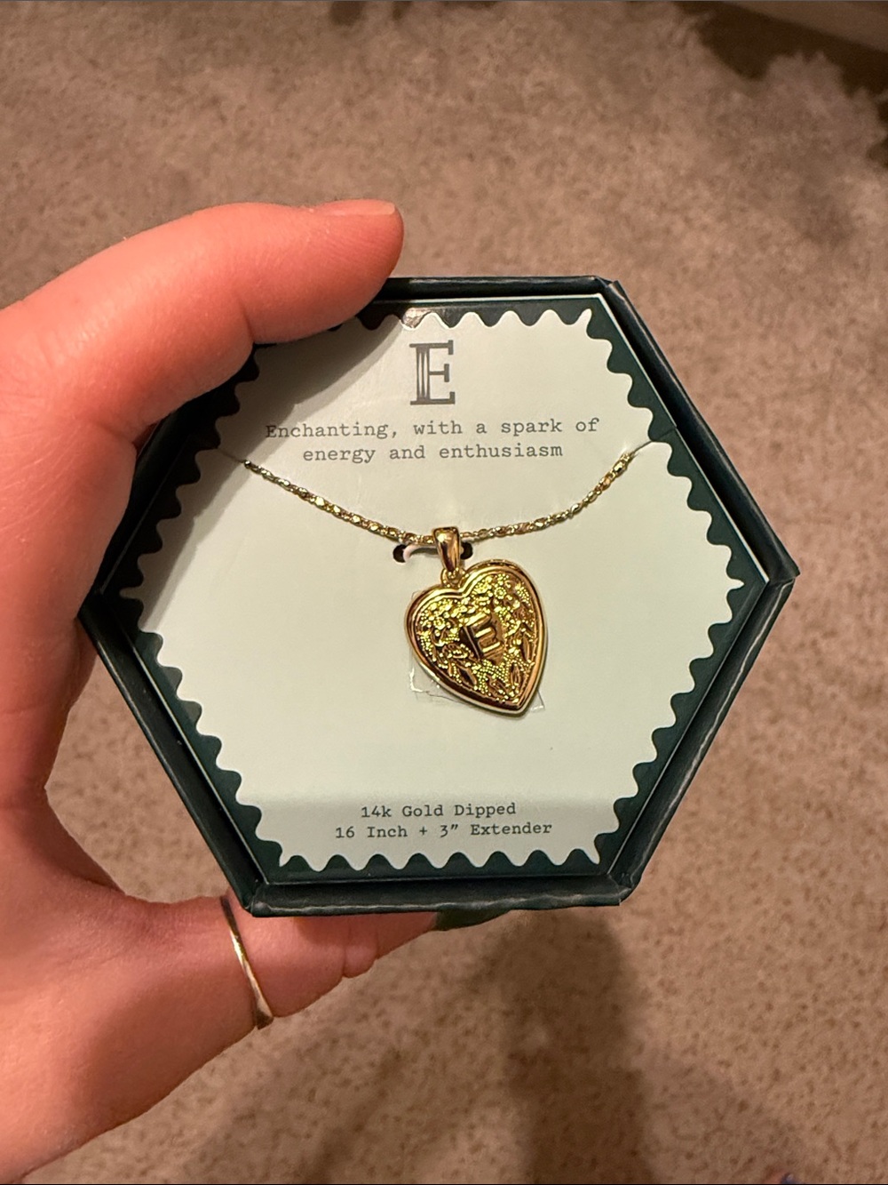 A New Day Gold Heart “E” Necklace - 14K Gold Dipped